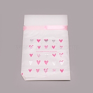 Plastc Storage Bags, with Drawstring Ribbon, Rectangle with Heart Pattern, for Gift Packaging, Silver, 23.5x14.9x0.05cm(ABAG-WH0035-012C)