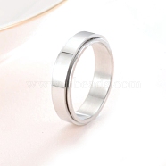 Rotating 201 Stainless Steel Finger Rings for Men Women, Stainless Steel Color, US Size 7(17.3mm)(PW-WGF9BE0-05)