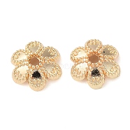 Rack Plating Alloy Bead Cap, Flower, Real 14K Gold Plated, 10x9x3mm, Hole: 1.6mm(PALLOY-D025-02G-01)