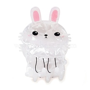 PVC Plastic Claw Hair Clips for Women, with Alloy Finding, Rabbit, White, 50x40x49mm(PHAR-D016-02C)