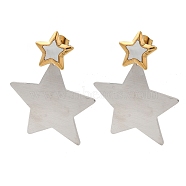 Titanium Steel Stud Earrings for Women, Star, Real 18K Gold Plated & Stainless Steel Color, 44x35.5mm(EJEW-C110-06GP)