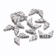 Tibetan Silver Beads, Lead Free & Cadmium Free, Angel Wing, Silver, 18.5x11x3.5mm, Hole: 1.5mm(K0NN6021)