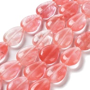 Cherry Quartz Glass Beads Strands, Teardrop, 17.5~18x13x6mm, Hole: 1.2mm, about 22pcs/strand, 15.24 inch(38.7cm)(G-L242-18)