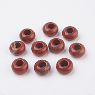 Natural Red Jasper European Beads, Large Hole Beads, Rondelle, 14x7~8mm, Hole: 6mm(X-G-G740-14x8mm-04)