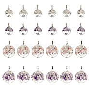 HOBBIESAY 24Pcs 4 Styles Natural Amethyst & Rose Quartz Chip Alloy European Dangle Charms, Tree of Life Charm, Antique Silver, 38~54.5mm, Hole: 4~5mm, 6pcs/style(G-HY0001-17)