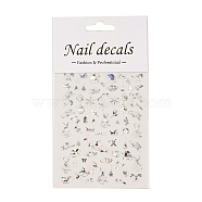 PET Christmas Laser Nail Art  Sticker, Self-adhesive, 3D Design, For Nail Tips Decorations, Mixed Christmas Theme Pattern, Silver, 10.4x8x0.02cm(MRMJ-B003-06S)