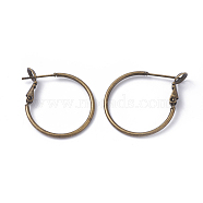 Brass Hoop Earrings, Ring, Antique Bronze, 24x1.5mm, Pin: 0.7mm(KK-I665-26B-AB)