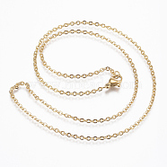 304 Stainless Steel Cable Chain Necklaces, with Lobster Claw Clasps, Golden, 17.7 inch(45cm), 10strand/bag(X-NJEW-K090-01G)