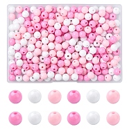 300Pcs 3 Colors Opaque Acrylic Beads, Round, Deep Pink, 8x7mm, Hole: 2mm, 100pcs/color(MACR-YW0003-13E)