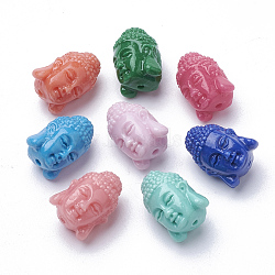 Synthetic Coral Beads, Dyed, Buddha, Mixed Color, 15~16x12x12mm, Hole: 1.5mm(CORA-Q033-08)