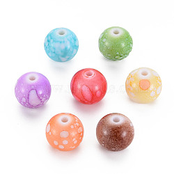 Baking Paint Opaque Acrylic Beads, Round, Mixed Color, 15x14.5mm, Hole: 2.5mm, about 210pcs/500g(MACR-S308-06C)