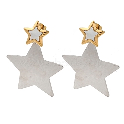 Stainless Steel Stud Earrings for Women, Star, Real 18K Gold Plated & Stainless Steel Color, 44x35.5mm(EJEW-C110-06GP)