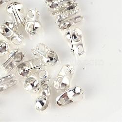 Iron Bead Tips, Calotte Ends, Cadmium Free & Lead Free, Clamshell Knot Cover, Silver Color Plated, 8x6x4mm, Hole: 2mm, 4.5mm inner diameter(IFIN-R119-03S)
