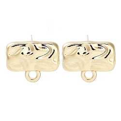 Alloy Stud Earring Findings, Rectangle, Golden, 10x12.5mm, Hole: 1.6mm, Pin: 0.7x13mm(FIND-U006-04G)