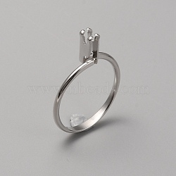 Aluminium Alloy Finger Rings Components, 4 Prong Ring Settings, Platinum, US Size 9 1/2(19.3mm)(FIND-WH0111-275A-P)