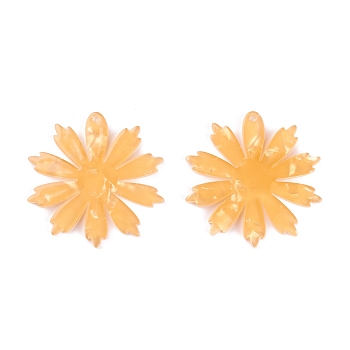 Acrylic Pendants, for DIY Earring Accessories, Flower, Goldenrod, 37.5x37x2mm, Hole: 1.6mm