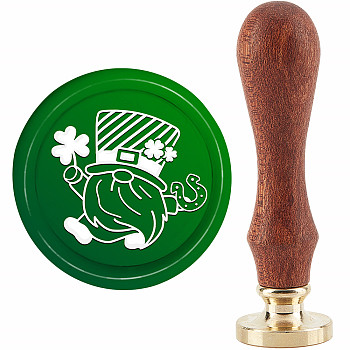 Brass Wax Seal Stamp with Handle, for DIY Scrapbooking, Saint Patrick's Day Themed Pattern, 3.5x1.18 inch(8.9x3cm)