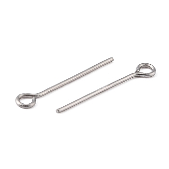 304 Stainless Steel Eye Pin, Stainless Steel Color, 20 Gauge(0.8mm), 17x0.8mm, Hole: 2mm