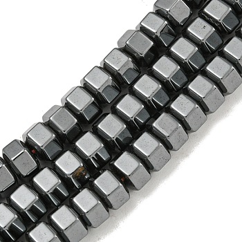 Non-magnetic Synthetic Hematite Beads Strands, Hexagon, 6x4mm, Hole: 1mm, about 96pcs/strand, 15.75''(40cm)