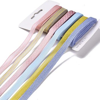 Polyester & Polycotton Ribbons Sets, for Bowknot Making, Gift Wrapping, Colorful, 1/2 inch(12mm), 6 styles, about 3.00 Yards(2.74m)/Style, 18 Yards/Set