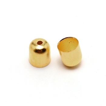 Iron Cord End, Column, Golden, 6x6.8~7.3mm, Hole: 1.4~1.6mm, Inner Diameter: 5.4~5.6mm, about 100pcs/bag