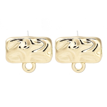 Alloy Stud Earring Findings, Rectangle, Golden, 10x12.5mm, Hole: 1.6mm, Pin: 0.7x13mm