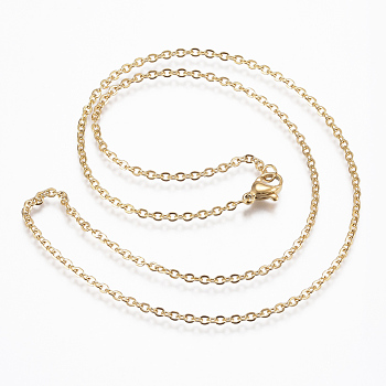 304 Stainless Steel Cable Chain Necklaces, with Lobster Claw Clasps, Golden, 17.7 inch(45cm), 10strand/bag