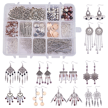 SUNNYCLUE DIY Earring Makings, with Glass Beads, Alloy Findings and Iron Earring Hooks, Mixed Color, Packaging Box: 14x10.8x3cm