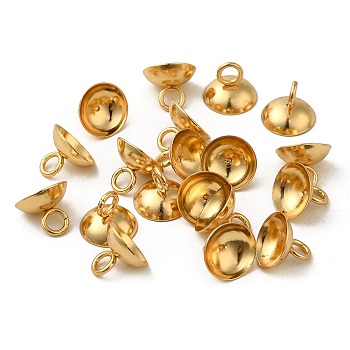 304 Stainless Steel Bead Cap Pendant Bails, for Globe Glass Bubble Cover Pendant Making, Half Round, Real 18K Gold Plated, 10x7.5mm, Hole: 3mm, 9.6mm inner diameter