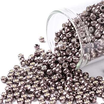 TOHO Round Seed Beads, Japanese Seed Beads, (556) Galvanized Mauve, 8/0, 3mm, Hole: 1mm, about 222pcs/10g