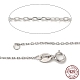 Trendy Unisex Rhodium Plated 925 Sterling Silver Cable Chains Necklaces(STER-M034-B-07)-1