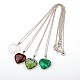 Gemstone Heart Pendant Necklaces(NJEW-JN00819)-1