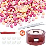 DIY Stamp Making Kits, Including Seal Stamp Wax Stick Melting Pot Holder, Brass Wax Sticks Melting Spoon, Paraffin Candles and 304 Stainless Steel Beading Tweezers, Pink, 0.9cm, 511pcs/set(DIY-CP0003-88A)