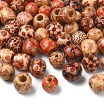 60Pcs 3 Styles Printed Natural Wood Beads, Large Hole Beads, Barrel with Mixed Patterns, Mixed Color, 16~18x15~17mm, Hole: 5~7mm, 20pcs/style(WOOD-YW0001-31)