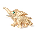 Elephant Rhinestone Brooch Pins, Alloy & Resin Badge for Backpack Clothes, Golden, 51x92mm(JEWB-A041-01G)