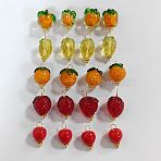20Pcs 5 Style Handmade Lampwork Pendants, with Golden Tone 304 Stainless Steel Findings, Fruit Charms, Mixed Color, 15.5~18x15.5~16.5x15.5~16.5mm, Hole: 3mm, 4pcs/style(FIND-CJ0001-10)