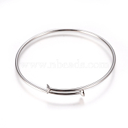 Adjustable 304 Stainless Steel Bangle Making, Blank Bangle Base, Stainless Steel Color, 2-3/8 inch(6.25cm), 2mm, Tray: 6mm(MAK-F227-32A-P)