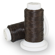 Flat Waxed Polyester Cord, for Leather Sewing Stitching, Coffee, 0.8mm, about 54.68 yards(50m)/roll(OCOR-E021-A08)