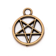 Zinc Alloy Pendants, Hollow, Ring with Star, Antique Bronze, 16x13x2mm, Hole: 2mm(PALLOY-WH0088-60A-AB)