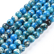 Natural Imperial Jasper Beads Strands, Dyed, Round, Blue, 8mm, Hole: 2mm, about 50pcs/strand, 15.16 inch(38.5cm)(G-G814-07-8mm-01)