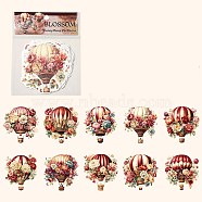 20Pcs 10 Styles Flower Hot Air Balloon Paper Sticker Labels, Self-adhesion, for Kid's Art Craft, DIY Scrapbooking, Dark Red, 80x80mm, 2pcs/style(PW-WG30238-01)