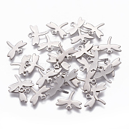 201 Stainless Steel Charms, Dragonfly, Stainless Steel Color, 10x12x0.6mm, Hole: 1mm(STAS-L234-063P)