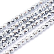 Electroplate Non-magnetic Synthetic Hematite Beads Strands, Grade A, Vacuum Plating, Faceted, Round, Platinum Plated, 2mm, Hole: 1mm, about 185pcs/strand, 15.7 inch(40cm)(G-L487-A-10)