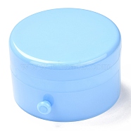 Round Plastic Jewelry Boxes, Double Layer with Cover and Mirror, Light Sky Blue, 11.9x7.1cm, 5 compartments/box(OBOX-F006-07A)
