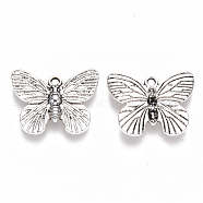 Tibetan Style Alloy Charms, Butterfly, Cadmium Free & Lead Free, Antique Silver, 14.5x18x2mm, Hole: 1.4mm(X-TIBEP-S319-069AS-RS)