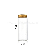 Column Glass Screw Top Bead Storage Tubes, Clear Glass Bottles with Aluminum Lips, Golden, 4.7x12cm, Capacity: 150ml(5.07fl. oz)(CON-WH0086-094G-02)