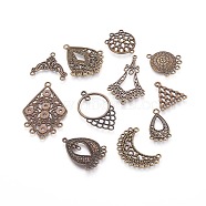 Tibetan Style Links, Nickel Free, Mixed Shapes, Antique Bronze, 21~64x8~62.5x1.5~15mm, Hole: 1~4mm(TIBE-MSMC005-AB-NF)