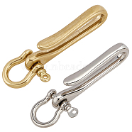 Elite 3Pcs 3 Styles Brass Key Hook Shanckle Clasps, with 1Pc Alloy D-Ring Anchor Shackle Clasps, Platinum & Golden, 25~60x15.5~25x7~8.5mm, Hole: 2.5~5.5mm, 1pc/style(KK-PH0006-85)