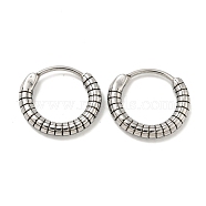 316 Surgical Stainless Steel Hoop Earrings, Ring, Antique Silver, 14x15.5mm(EJEW-D096-12AS-15)