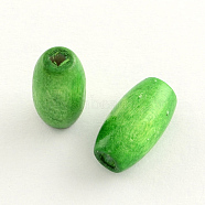 Dyed Natural Long Oval Wood Beads, Oval/Oblong, Lead Free, Green, 23x8~9mm, Hole: 2.5mm, about 2000pcs/1000g(WOOD-Q003-23x8mm-06-LF)